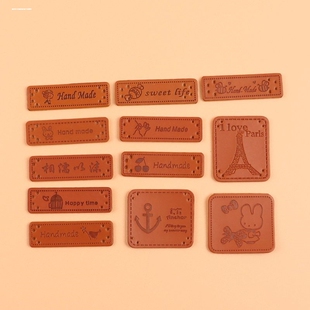 围巾帽子材料装饰专属皮标私人定制logo纯手工小标签牌diy送男友