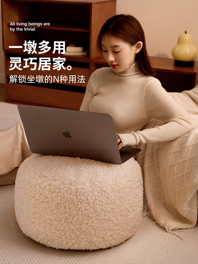 泰迪绒毛绒坐墩多用懒人换鞋凳家用多用地墩垫客厅地毯蒲团坐垫子
