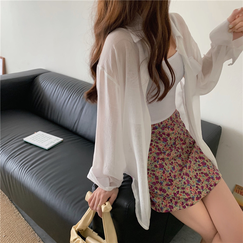 Real shot and real price Korean loose long sleeve versatile drape feeling anti wrinkle shirt thin pocket top