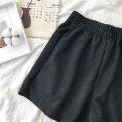 Real price Korean chic casual pants suede shorts student loose wide leg pants boots