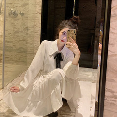 Real price autumn / winter long sleeve adjustable cake dress with bow tie inside and outside