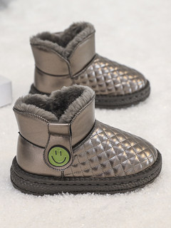 儿童雪地靴冬季2023新款防滑防水男童短靴中大童加绒加厚男孩棉鞋