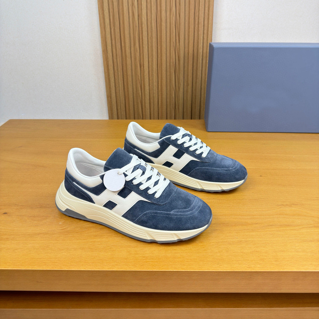 thumbnail for New leather breathable men's shoes, color-blocked lace-up athleisure shoes, European station fashion fashion shoes, low-top trendy shoes