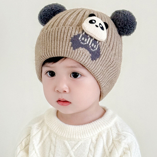 男童帽子2025新款秋冬儿童男孩3岁宝宝冬季保暖毛线帽1冬天2女孩4