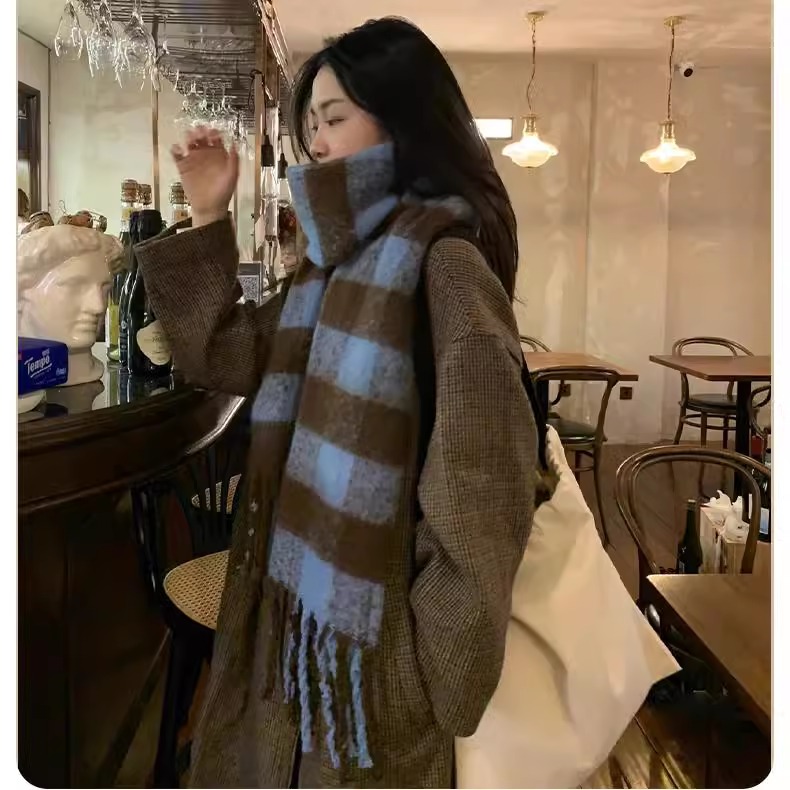 赵露思同款大围巾女冬季保暖防风加厚马海毛绒围脖韩版百搭披肩男