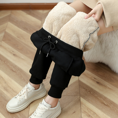 冬季运动裤加绒卫裤加厚高腰长裤