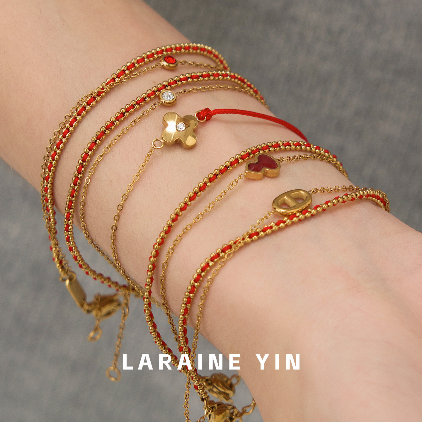 LARAINE YIN赤绳衔瑞红绳手链女 国风轻奢吉祥开运情人节礼物手绳