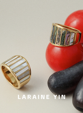 【买3免1】欧美小众高级感戒指复古设计感白母贝宽版指环食指戒