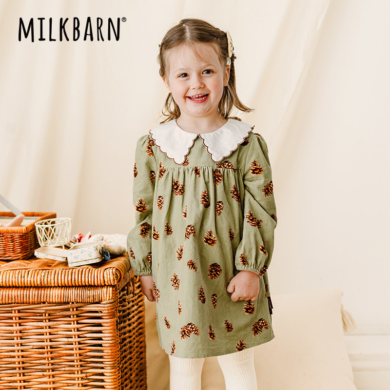 Milkbarn秋冬新品儿童连衣裙女童公主裙子女宝宝纯棉洋气童装
