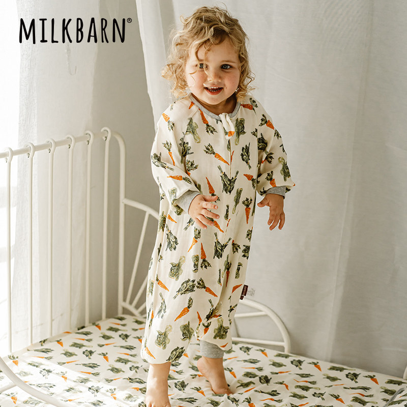 Milkbarn儿童长袖蚕丝睡袋短袖婴儿春夏季宝宝四季通用