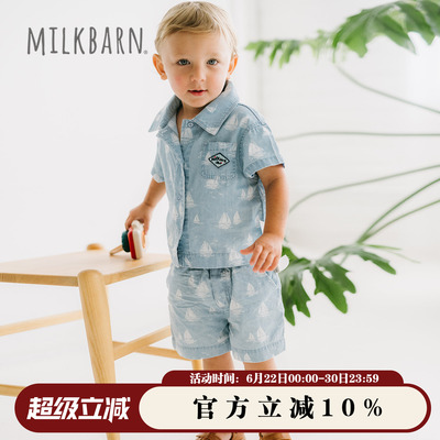 Milkbarn婴儿翻领衬衫短裤