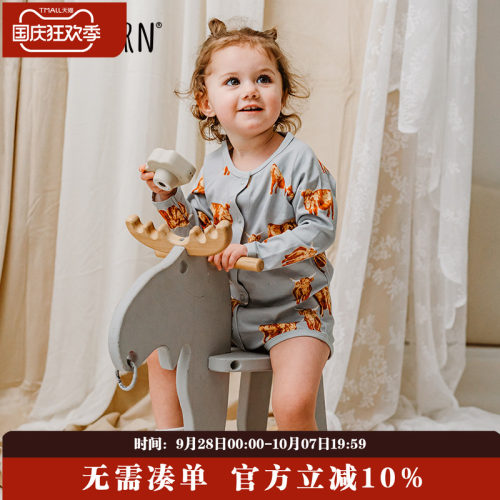 MILKBARN开襟长袖包屁衣