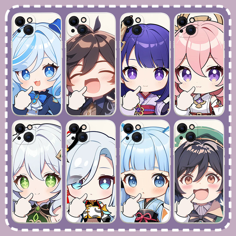 原神手机壳芙宁娜竖中指适用iPhone15苹果14promax神里绫华13pro华为60小米iqoo八重神子vivo申鹤oppo红米K70