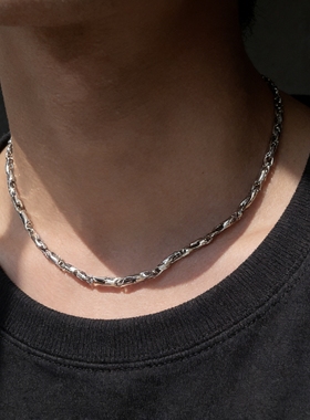 不掉色钛钢男士简约锁骨链