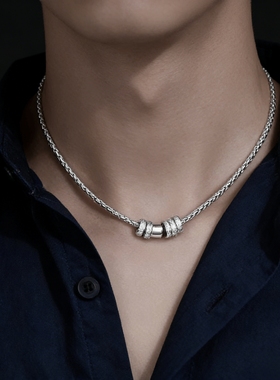 不锈钢闪钻圆环情侣锁骨链