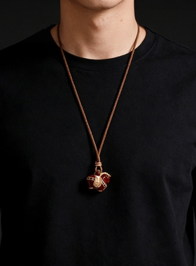 轻奢锆石红色滴油马上有钱男款链