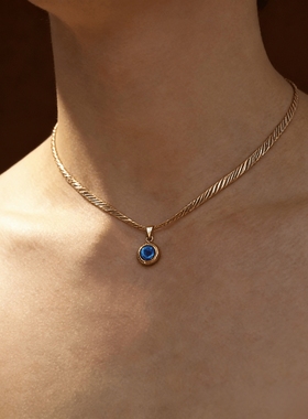 欧美天使之眼钛钢镀金锁骨链男