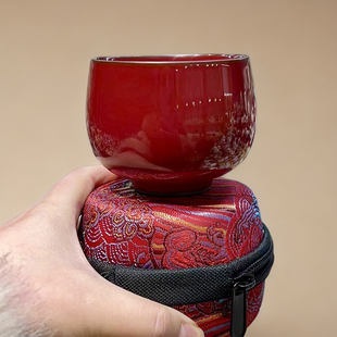 铁胎朗红陶瓷主人杯功夫茶具品茗杯个人专用大号茶碗单杯茶盏