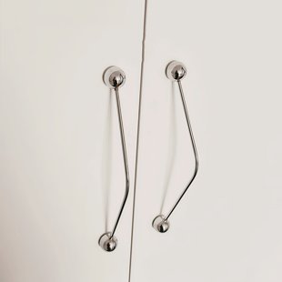 法式极简拉手中古风橱柜门衣柜家具抽屉包豪斯轻奢亮银色衣柜把手