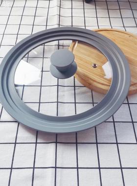 硅胶锅盖钢化玻璃家用圆形多用盖防烫多功能锅盖-10-11-12 in通用