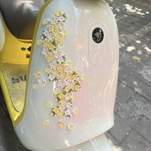 黄色桃花车内饰品摆件白