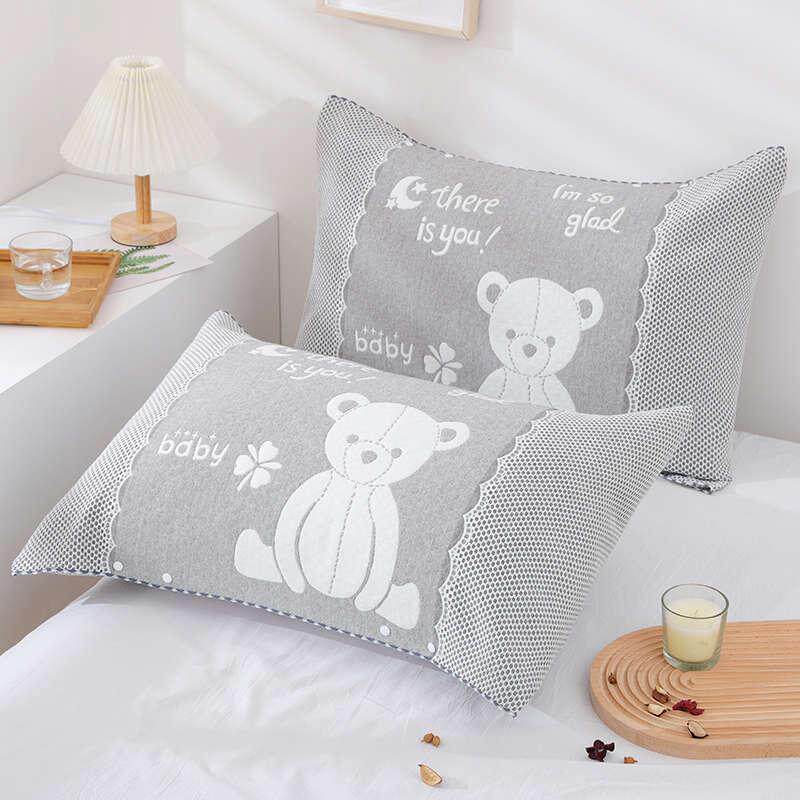 纯棉魔术枕巾一对全棉纱布枕头巾高档半包裹按扣固定防滑成人枕套