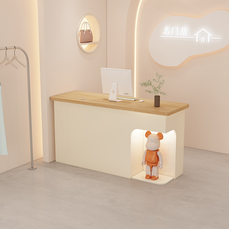 轻奢女装店童装服装店吧台理发收银台美容院小型店铺简约现代前台