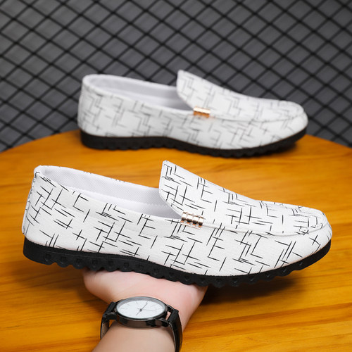 春季新款豆豆鞋男透气百搭休闲懒人一脚蹬软底轻便开车男士帆布鞋