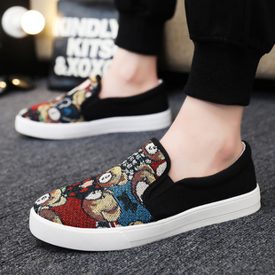 老北京布鞋 男新款 一脚蹬懒人鞋 子透气休闲板鞋 秋季 男工作鞋 帆布鞋