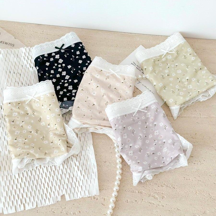 3件包邮莱塞尔超薄无痕内裤女中腰韩系甜美蕾丝边碎花面膜三角裤,女士内衣/男士内衣/家居服,男三角内裤,淘宝优惠券,粉丝福利购,淘宝优惠卷