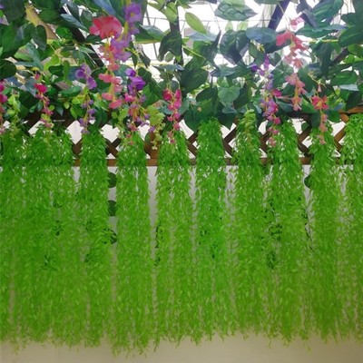 仿真柳叶柳条藤条植物塑料叶子假花吊顶墙壁垂吊阳台绿植装饰垂柳