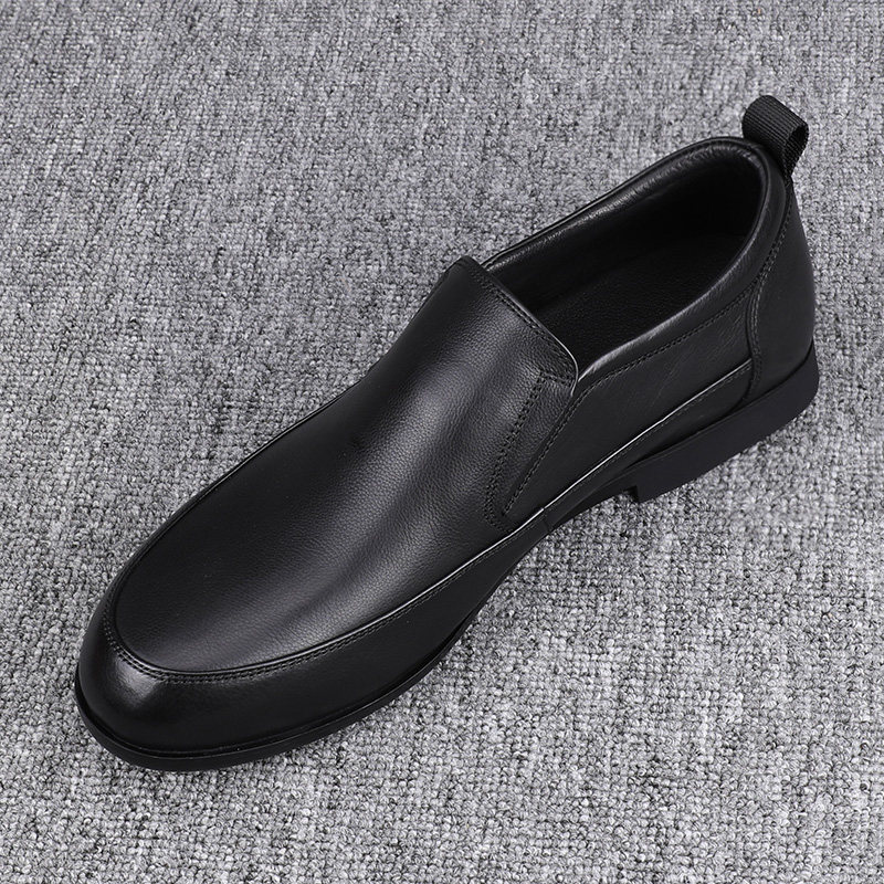 纯牛皮男鞋春秋新款2025时尚潮流厚底休闲皮鞋男士真皮软底乐福鞋