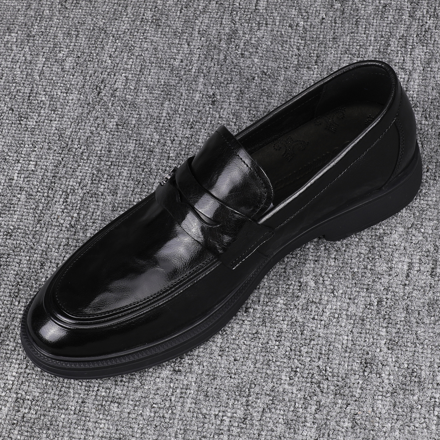 2025男士厚底休闲皮鞋真皮百搭日常商务一脚蹬英伦潮鞋时尚男单鞋