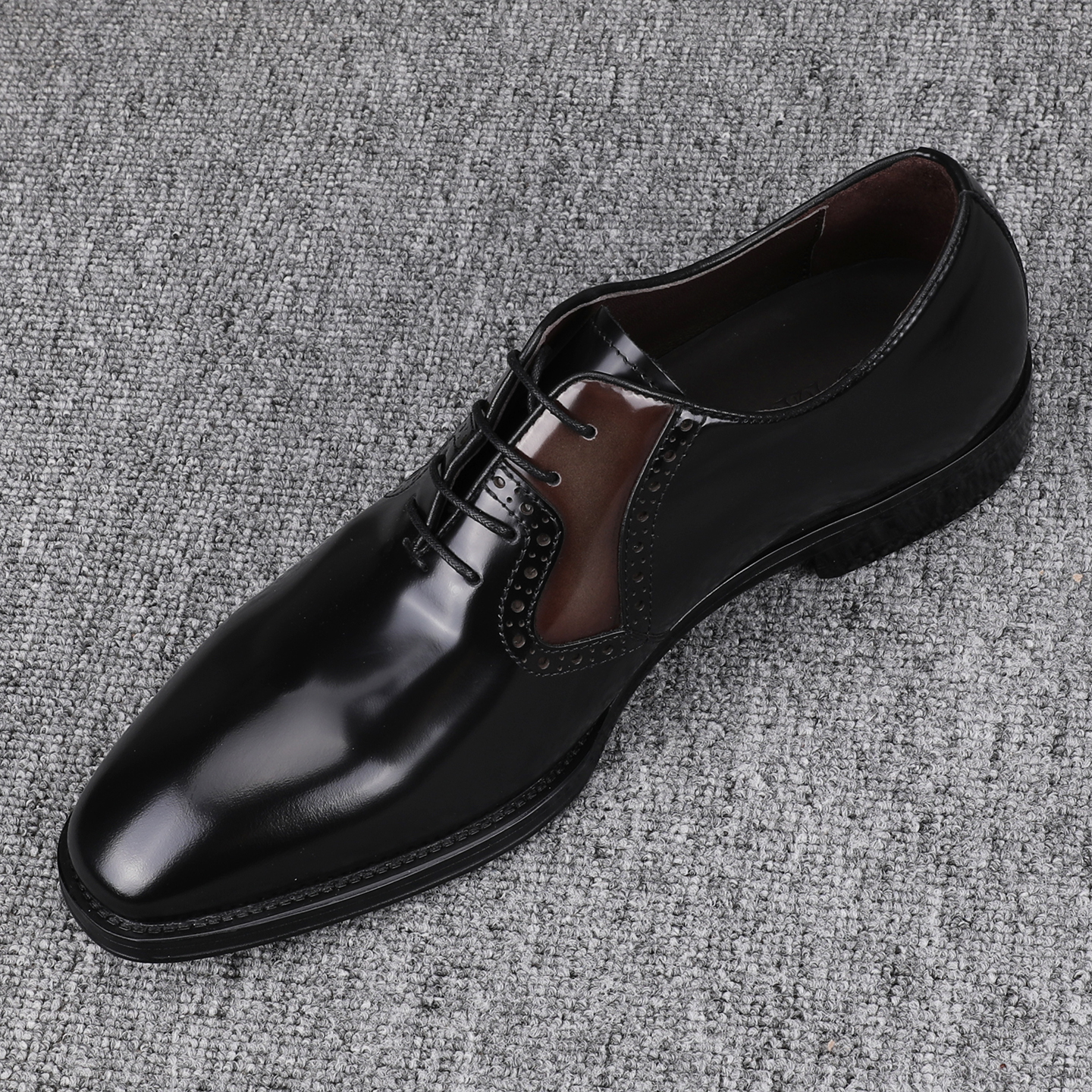 2025新款男鞋英伦男士商务正装皮鞋真皮小尖头牛筋黑色系带结婚鞋