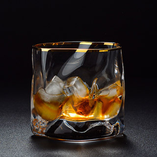 日本描金威士忌酒杯水晶玻璃洋酒杯子套装酒具北欧式啤酒杯ins风