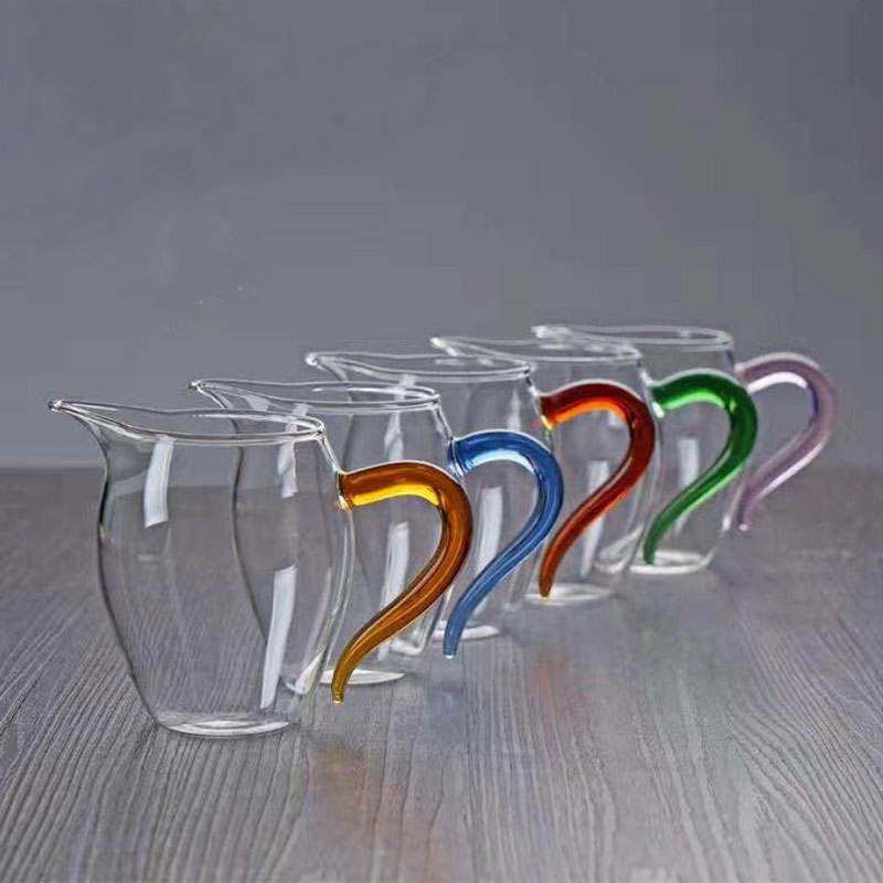 玻璃公道杯茶具分茶器不锈钢漏高硼硅玻璃新中式围炉煮茶定彩色把