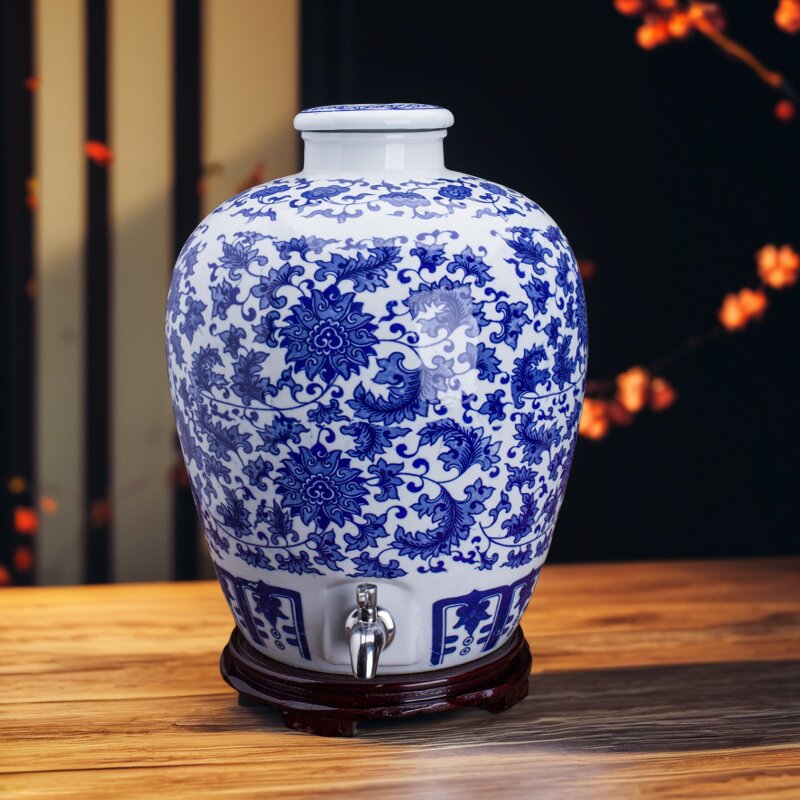 景德镇酒坛子青花酒壶酒瓶陶瓷50斤密封空坛子酒缸家用窖藏酒坛子