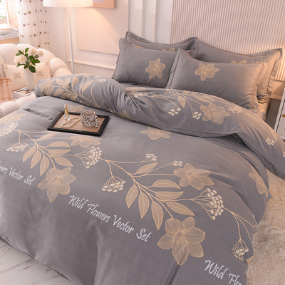 高档全棉纯棉磨毛四件套床笠款