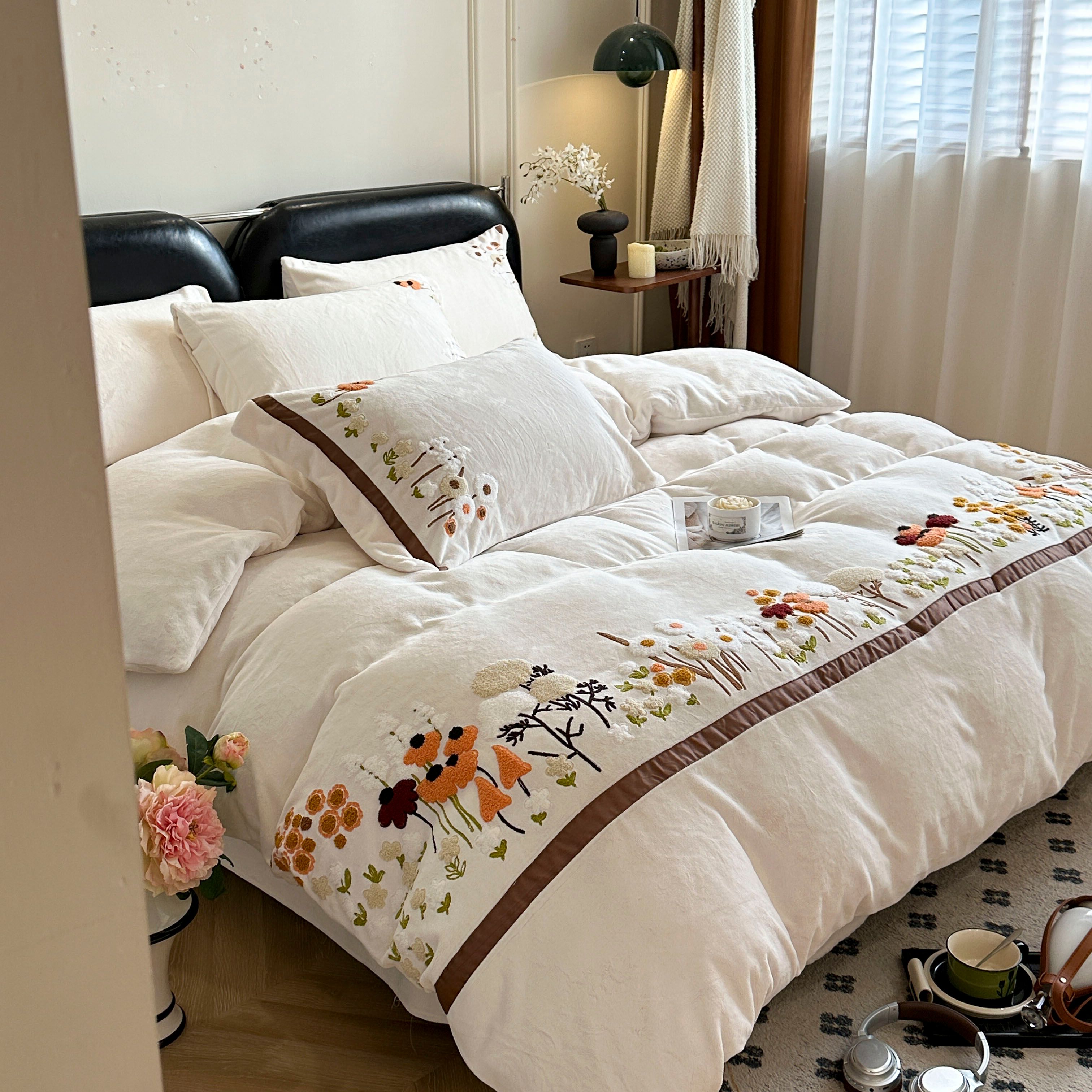 2025新款全消光牛奶绒四件套毛巾绣被套软糯唧唧肉感保暖床上用品