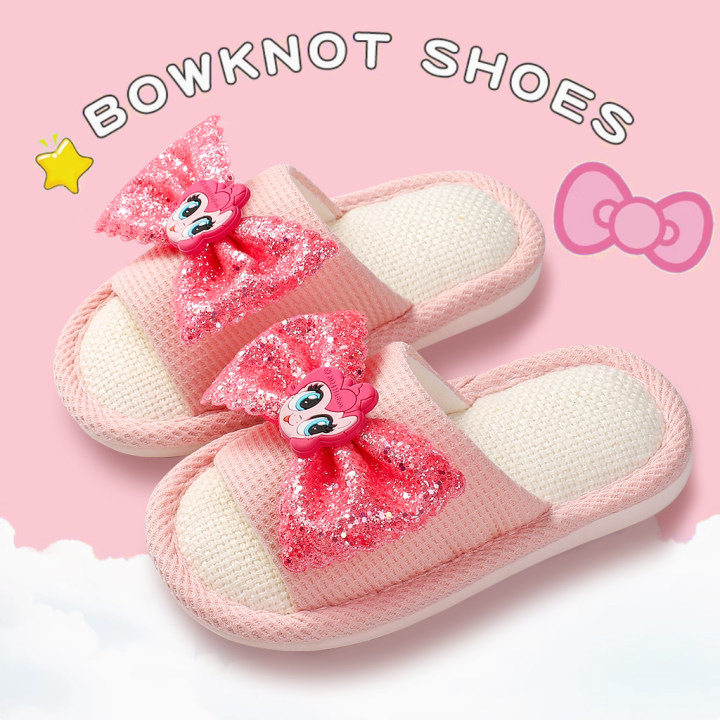 小马宝莉儿童亚麻拖鞋女童防滑春秋季新款室内鞋大童宝宝棉布麻拖