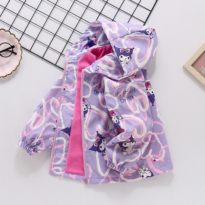 巴拉巴柆女童冲锋衣儿童外套加绒秋冬新款女孩春秋防风衣大童一体