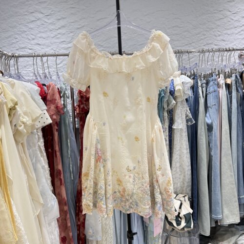 2026夏新款法式高个子双层木耳边不规则裙摆连衣裙时尚气质26056
