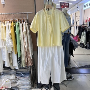 套装 法式 甜美风宽松衬衫 阔腿裤 绑带显瘦两件套潮26B05 女2026夏季