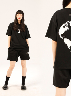 INNERSECT INN地球图案圆领短袖夏季宽松男休闲重磅T恤男女同款潮