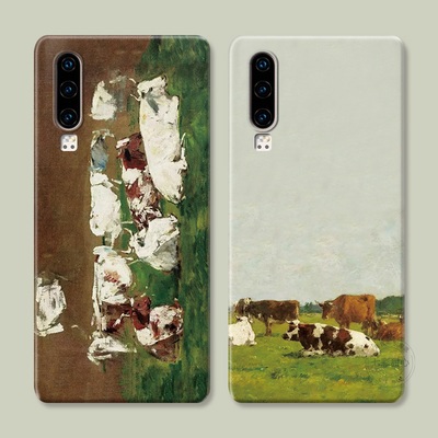 年年都牛适用华为p60手机壳p50p40p30pro+油画p20p10p9文艺plus复古e简约女款软十