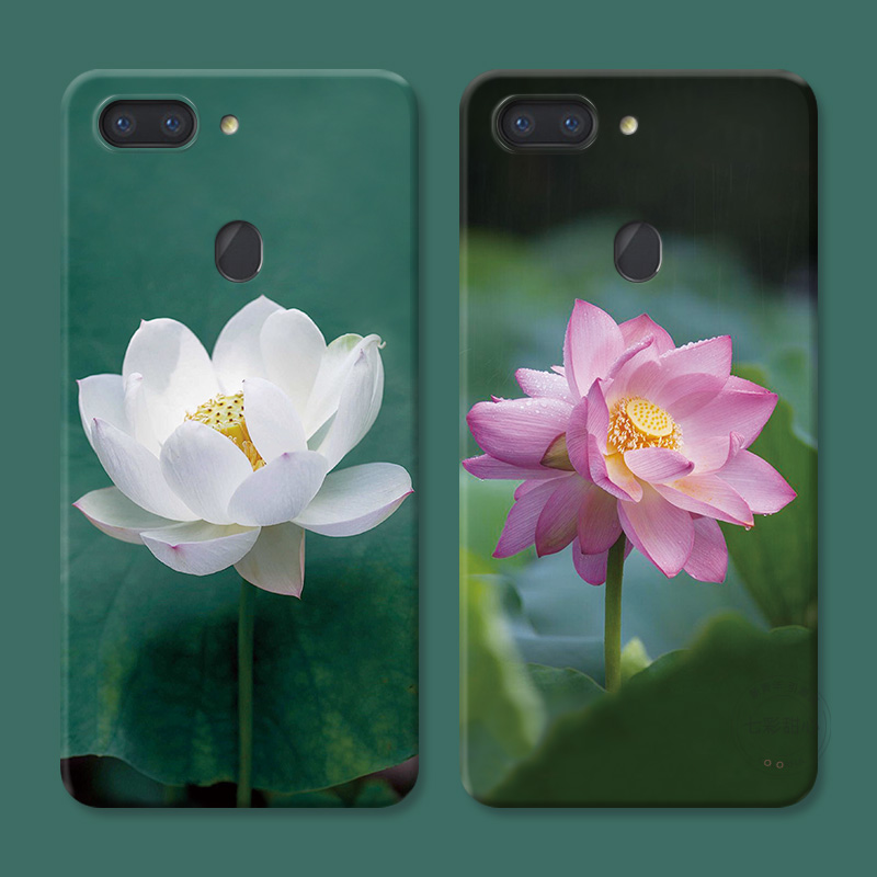 文艺荷花适用oppo A97手机壳A96A95A93A79A72A58A55A3A2A1pro唯美莲花中国风小清新妈妈用的女款软