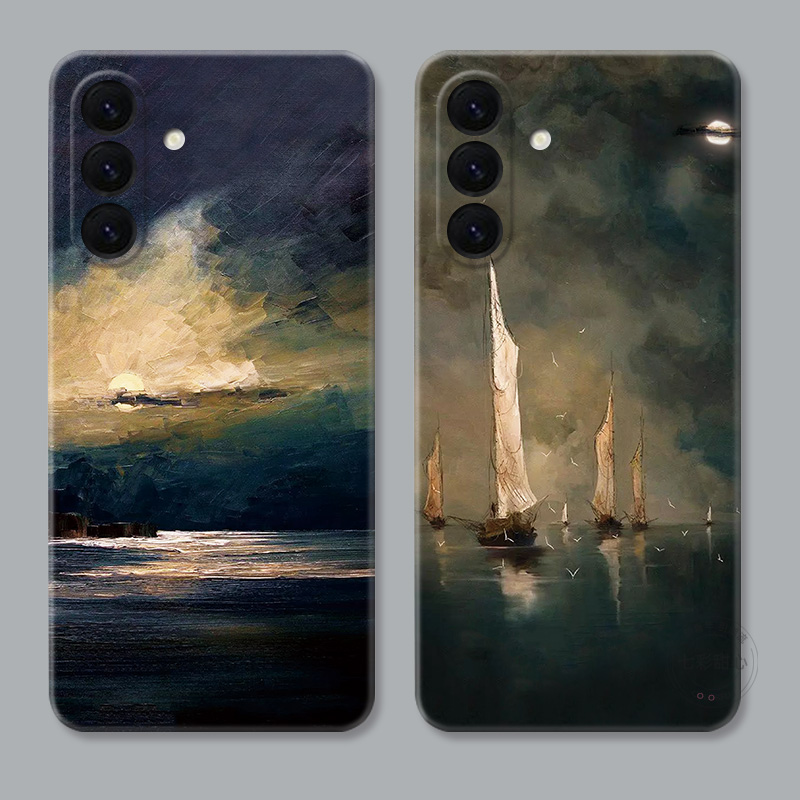 低调油画适用三星A56手机壳A73A72A71A70A55A54A53A52A36A35A34A33A26a25A16复古文艺艺术冷淡风小众女款软