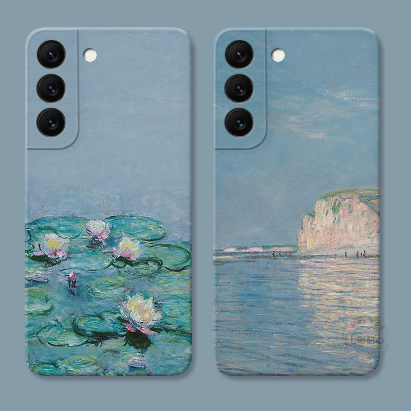 睡莲油画适用三星S23手机壳s25/s24/s22ultra文艺s21+莫奈s20fe小清新A56/A55/A54plus女款耐脏软硅胶edge十