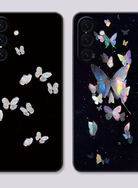文艺蝴蝶适用三星A56手机壳A73A72A71A70A55A54A53A52A36A35A34A33A26a25A16A15少女心黑色简约唯美女款软