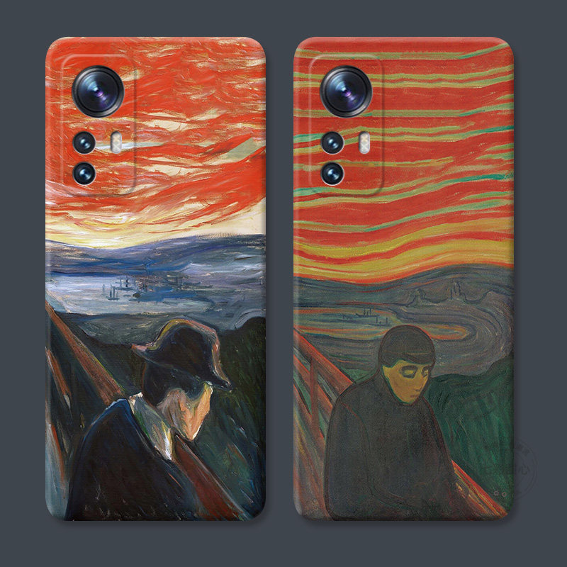 孤独油画适用小米15手机壳17/14/13/12x/11t/10s/cc9e青春至尊版promax文艺蒙克复古男生女款软